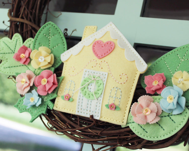 Pastel Gingerbread Village Welcome Wreath